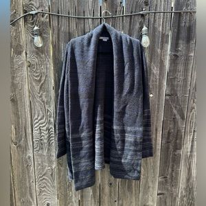 Vince Navy Blue Black Grey Striped Wool Yak Long Duster Cardigan Sweater Wrap Sm